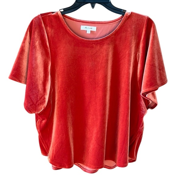Madewell Size M Velvet Butterfly Top in Dark Cinnabar - Picture 1 of 8